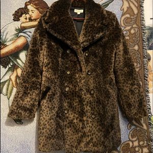 Ann Taylor Faux Fur Leopard Print Coat